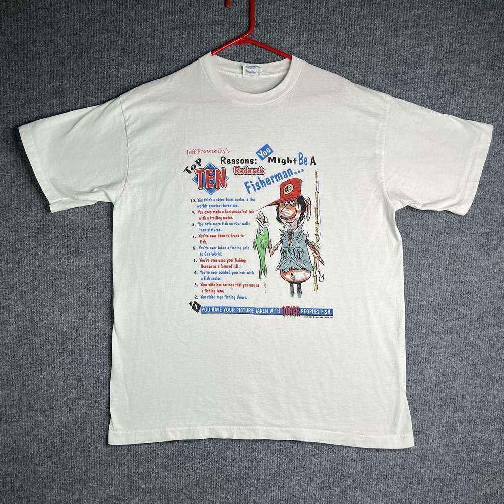 Vintage Jeff Foxworthy T-shirt‎ XL Redneck Fisherman Humor Funny Single Stitch